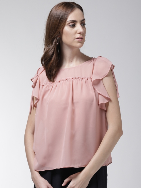 

Madame Women Dusty Pink Solid A-Line Top