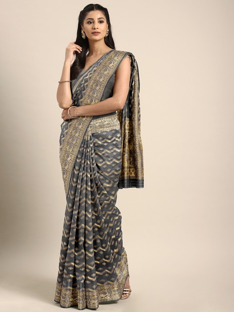 

Saree Swarg Grey Art Silk Woven Design Banarasi Saree