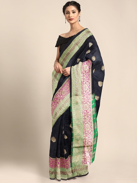 

Saree Swarg Black Silk Cotton Woven Design Banarasi Saree