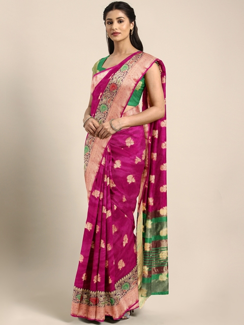 

Saree Swarg Women Magenta Art Silk Woven Design Banarasi Saree