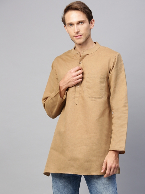 

Shree Men Beige Solid Straight Kurta