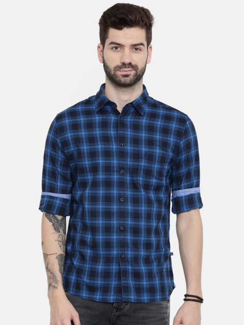

Parx Men Blue Checked Regular Fit Casual Shirt
