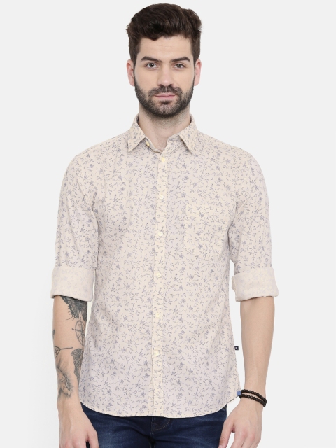 

Parx Men Beige & Blue Printed Regular Fit Casual Shirt