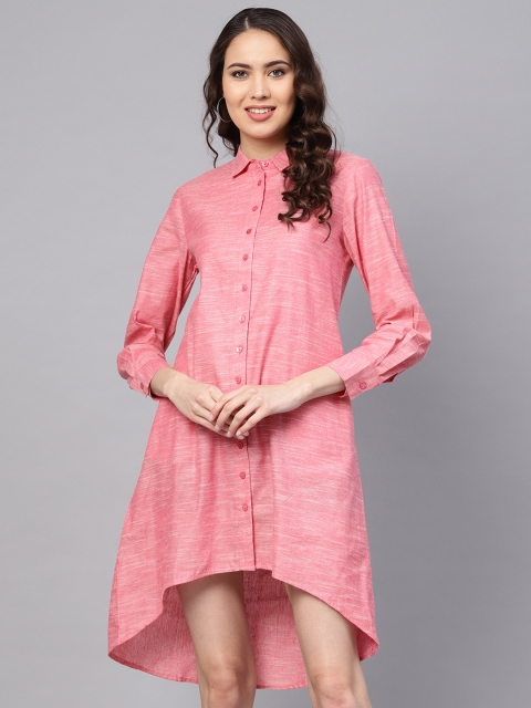 

RARE ROOTS Women Pink Solid Shirt Dress