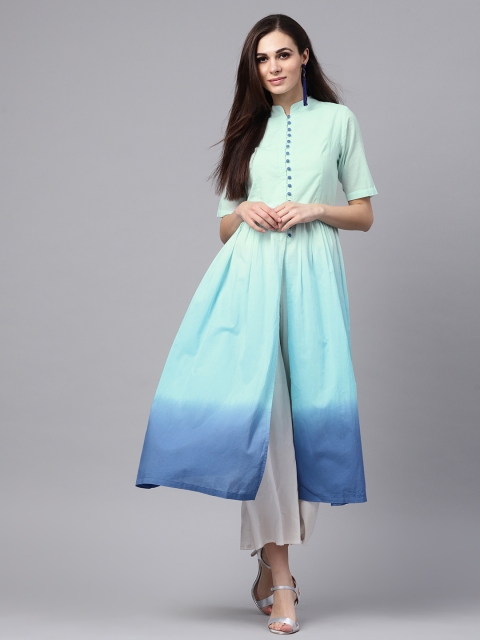 

SASSAFRAS Women Blue Ombre Dyed A-Line Kurta