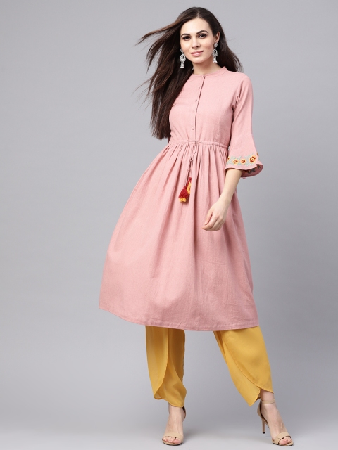 

SASSAFRAS Women Dusty Pink Solid A-Line Kurta