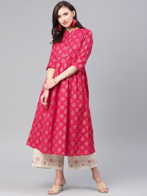 

Alena Women Pink Printed A-Line Kurta