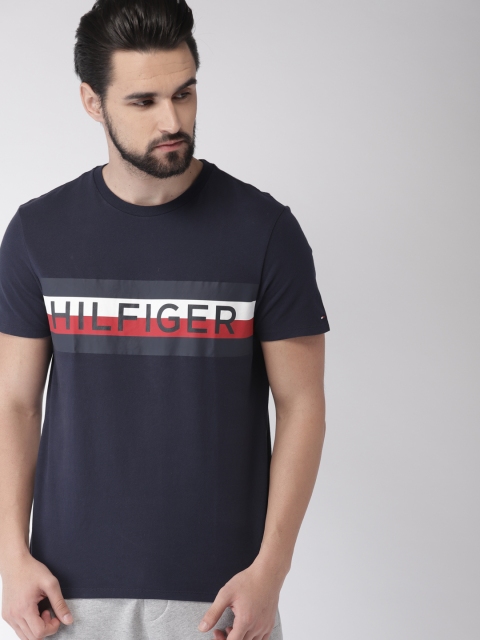 

Tommy Hilfiger Men Navy Blue Printed Round Neck T-shirt