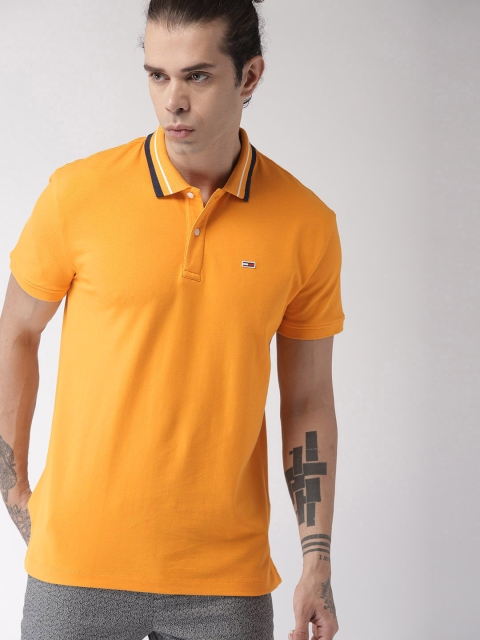

Tommy Hilfiger Men Yellow Solid Polo Collar T-shirt
