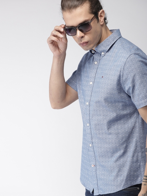 

Tommy Hilfiger Men Blue Printed Regular Fit Casual Shirt