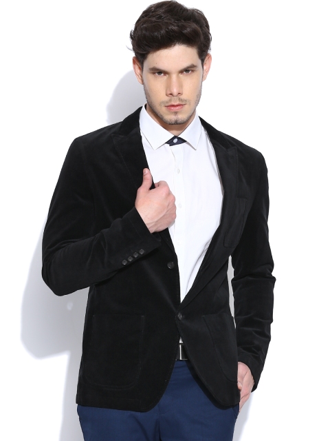 

Blackberrys Black Single-Breasted Corduroy Slim Fit Blazer