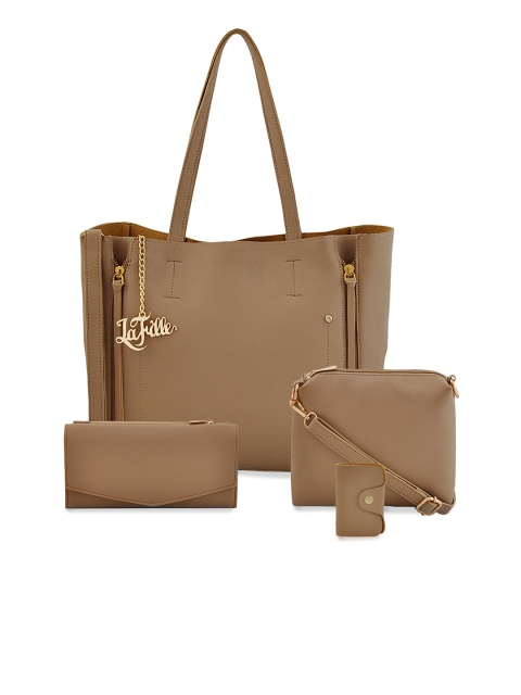 

LaFille Brown Pack of 4 Solid Handbags