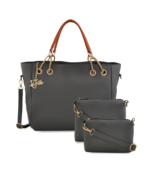 

LaFille Grey Pack of 3 Solid Handbags