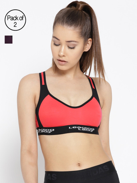 

Leading Lady Pack of 2 Colourblocked Non-Wired Non Padded Sports Bras m-KOKO, Purple