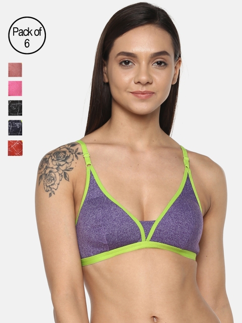 

Leading Lady Pack of 6 Non-Wired Non Padded T-shirt Bras m-Anny-Tashi-6, Multi
