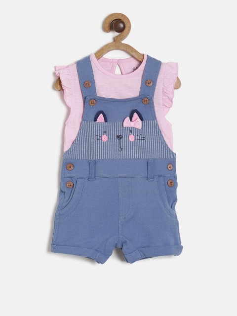 

MINI KLUB Girls Blue & Pink Solid Top with Shorts