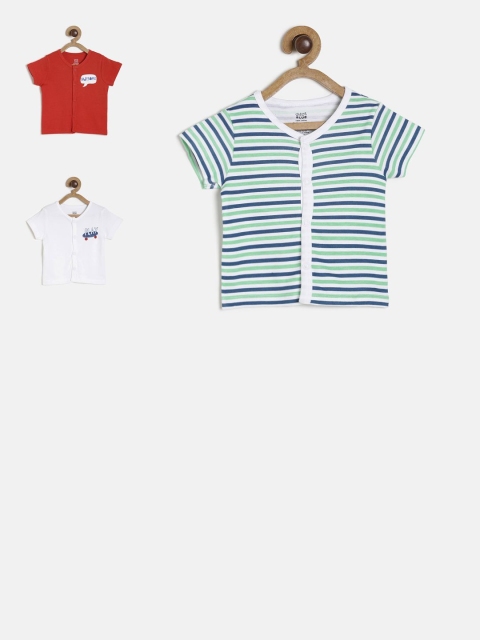 

MINI KLUB Infants Pack of 3 Round Neck Jhablas 92IEBFV1394, Red