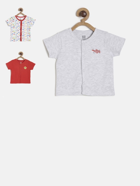 

MINI KLUB Infants Pack of 3 Round Neck Jhablas 92IEBFV1393, Red