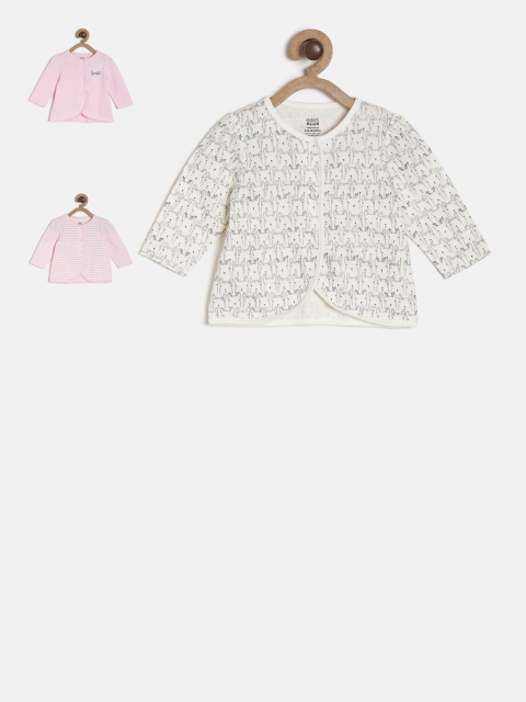 

MINI KLUB Infants Pack of 2 Round Neck Jhablas 93IEGFV509, Pink