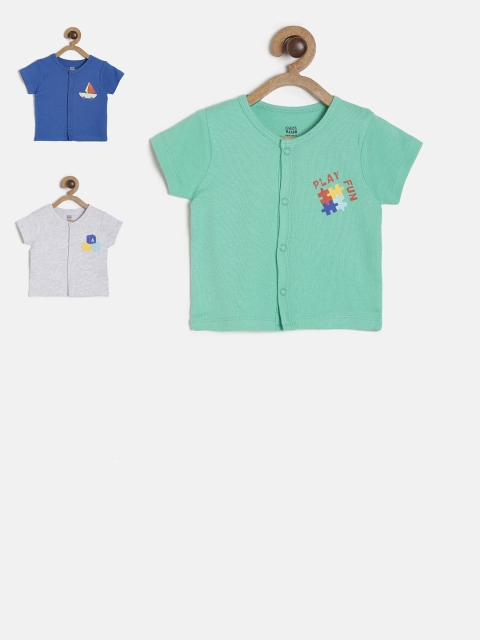 

MINI KLUB Infants Pack of 3 Round Neck Jhablas 92IEBFV1388, Green