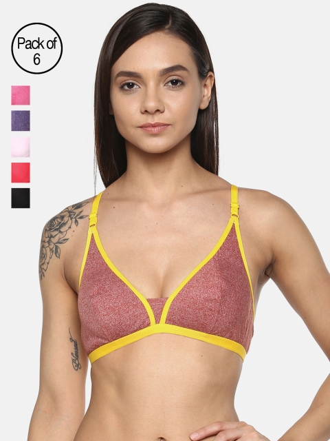 

Leading Lady Pack of 6 Non-Wired Non Padded Push-Up Bras m-COOL, Multi