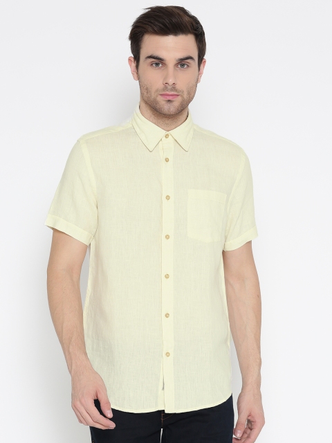 

Blackberrys Yellow Linen Slim Fit Casual Shirt