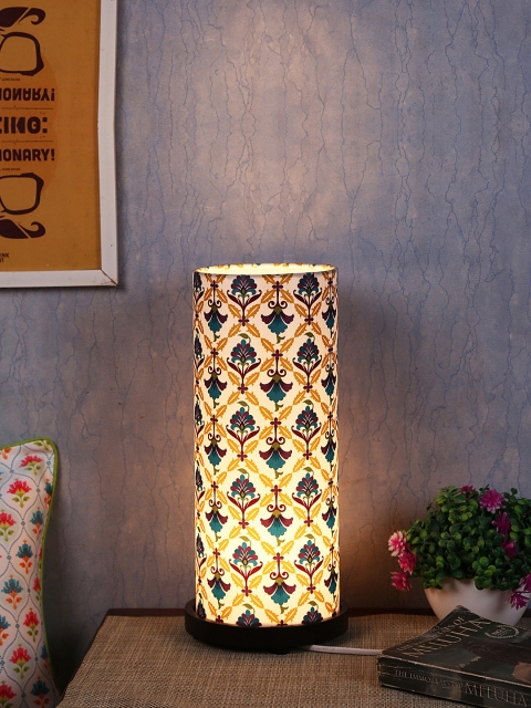 

Reinvention Factory White & Brown Printed Bedside Standard Table Lamp with Shade
