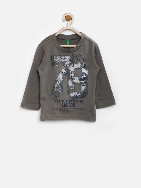 

United Colors of Benetton Grey Printed T-shirt
