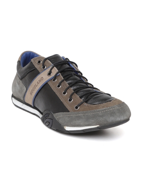 

Woodland Men Black & brown Leather Sneakers
