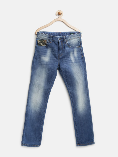 

United Colors of Benetton Boys Blue Washed Stretchable Jeans