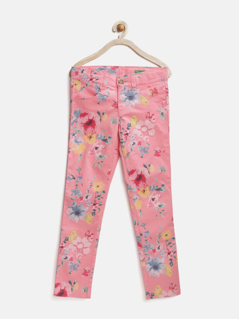 

United Colors of Benetton Girls Pink Floral Print Skinny Fit Trousers