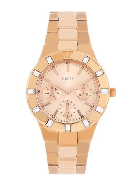 

GUESS Women Rose Gold-Toned Dial Embellished Watch W16017L1