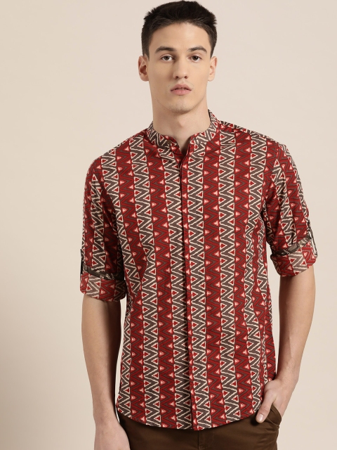 

Sangria Men Maroon & Grey Regular Fit Printed Casual Shirt