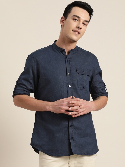 

Sangria Men Navy Blue Slim Fit Solid Casual Shirt