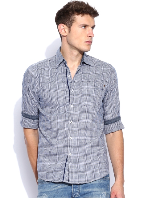 

Lee White & Blue Checked Slim Fit Casual Shirt