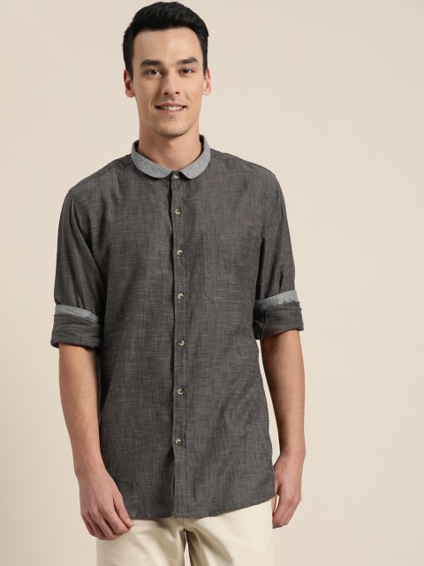 

Sangria Men Charcoal Grey Regular Fit Solid Casual Shirt