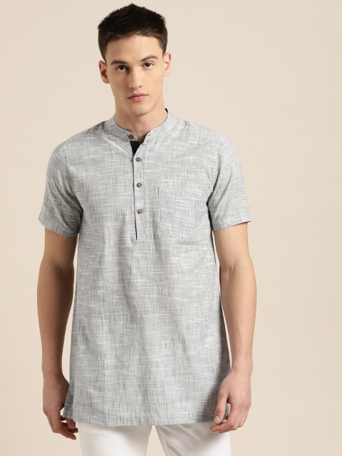 

Sangria Men Grey Woven-Design Slim Fit Straight Kurta