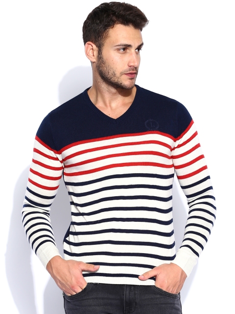 

Lee Off-White & Navy Striped Sweater