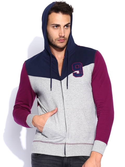 

Lee Grey Melange & Purple Hooded Sweatshirt