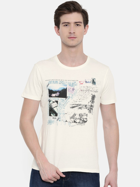 

Wrangler Men Off-White Printed Round Neck T-shirt