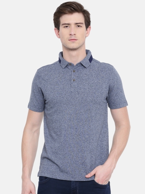 

Wrangler Men Navy Blue Solid Polo Collar Pure Cotton T-shirt