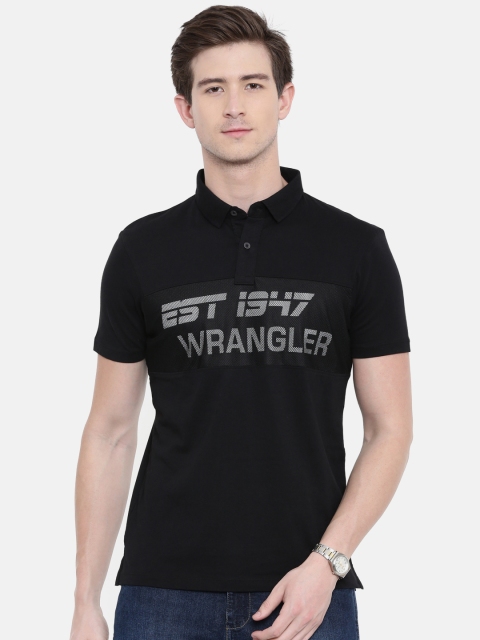 

Wrangler Men Black Printed Polo Collar T-shirt