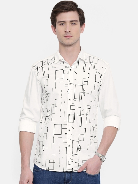

Wrangler Men White Slim Fit Printed Casual Shirt