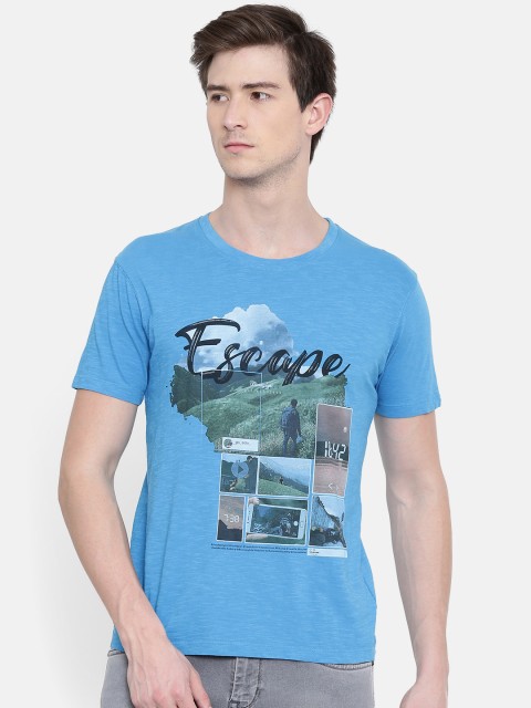 

Wrangler Men Blue Printed Round Neck T-shirt