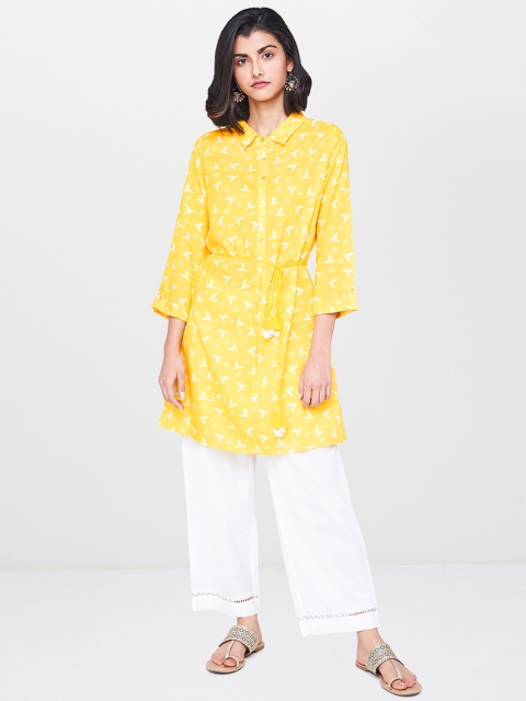

Global Desi Yellow Printed Tunic