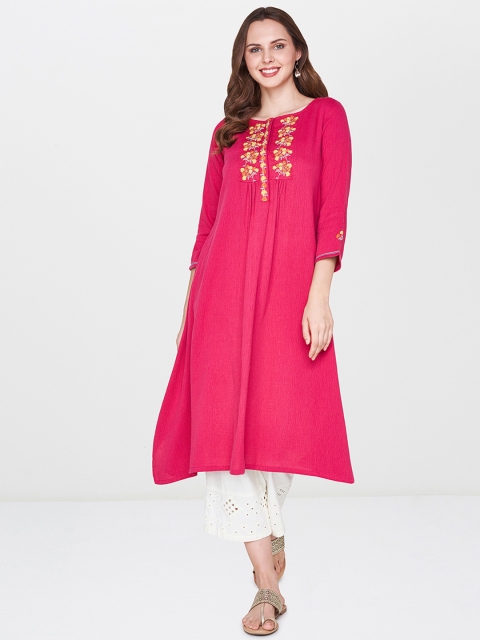 

Global Desi Woman Pink A-Line Kurta