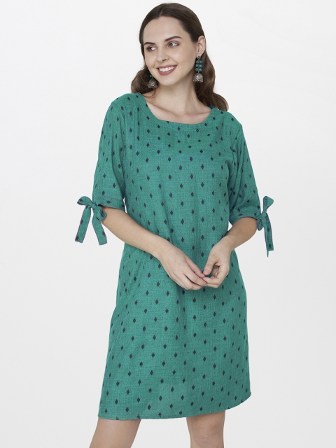 

Global Desi Women Green & Black Woven Design Sheath Dress