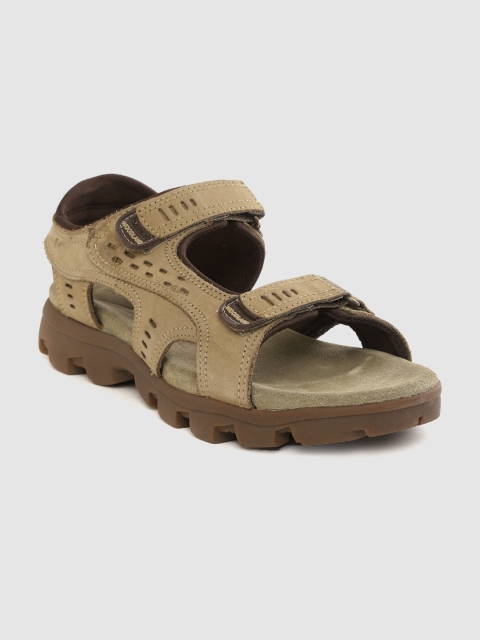 

Woodland Men Khaki Solid Leather Comfort Sandals