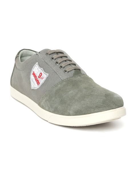 

Woodland Men Grey & Olive Green Colourblocked Sneakers