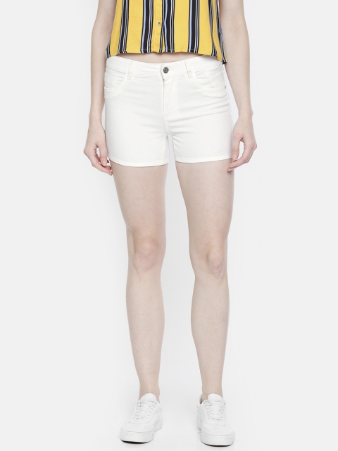 

ONLY Women White Solid Loose Fit Denim Shorts